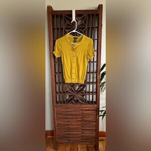 LAST CHANCE NY & Co mustard yellow Button-Up Cardigan, short sleeve, size XS